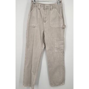 PacSun 90s BF Carpenter Pants Light Grey High Waisted Utility Trousers Size 30